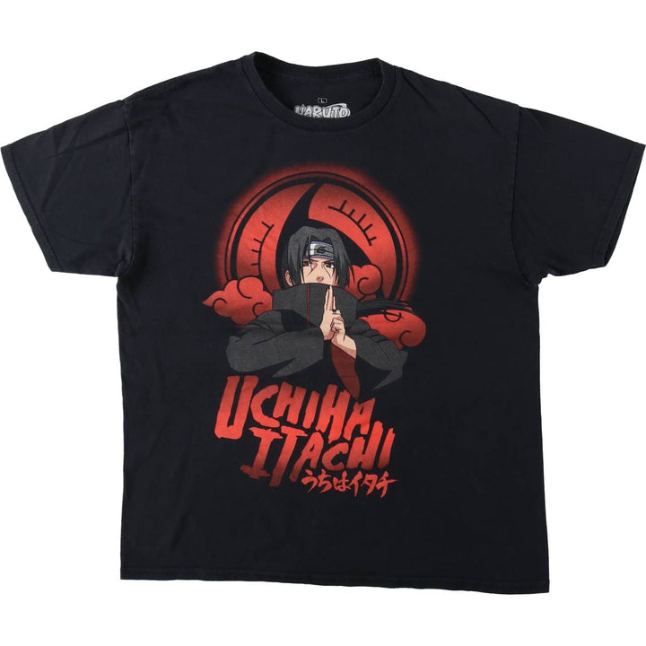 2000'S NARUTO SHIPPUDEN Naruto Shippuden Uchiha Itachi Anime Character Print T-Shirt Men's Size L cotton black type Vintage Second Hand