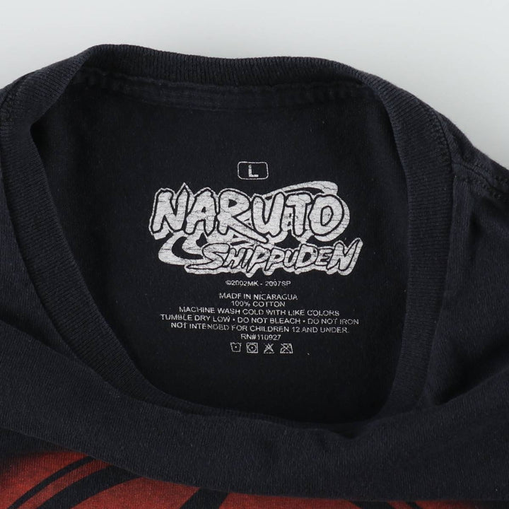 2000'S NARUTO SHIPPUDEN Naruto Shippuden Uchiha Itachi Anime Character Print T-Shirt Men's Size L cotton black type Vintage Second Hand