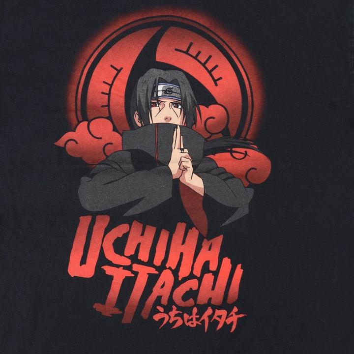 2000'S NARUTO SHIPPUDEN Naruto Shippuden Uchiha Itachi Anime Character Print T-Shirt Men's Size L cotton black type Vintage Second Hand