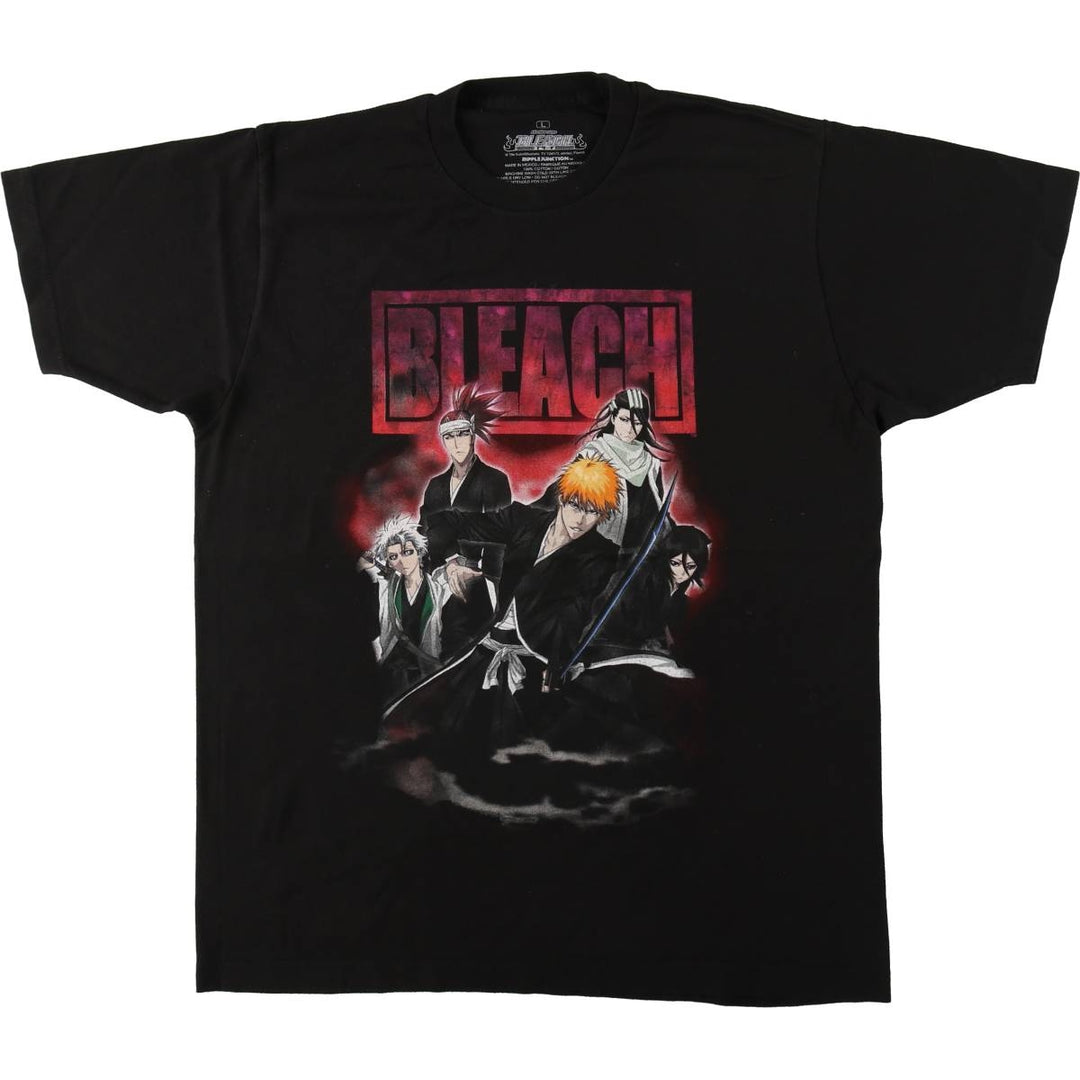 BLEACH Anime Character Print T-Shirt Men's Size L cotton black type Vintage Second Hand