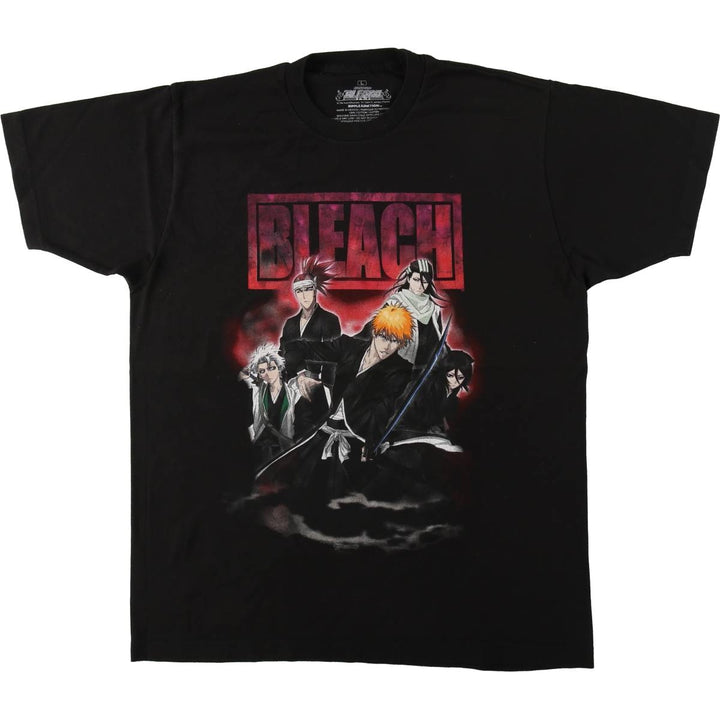 BLEACH Anime Character Print T-Shirt Men's Size L cotton black type Vintage Second Hand
