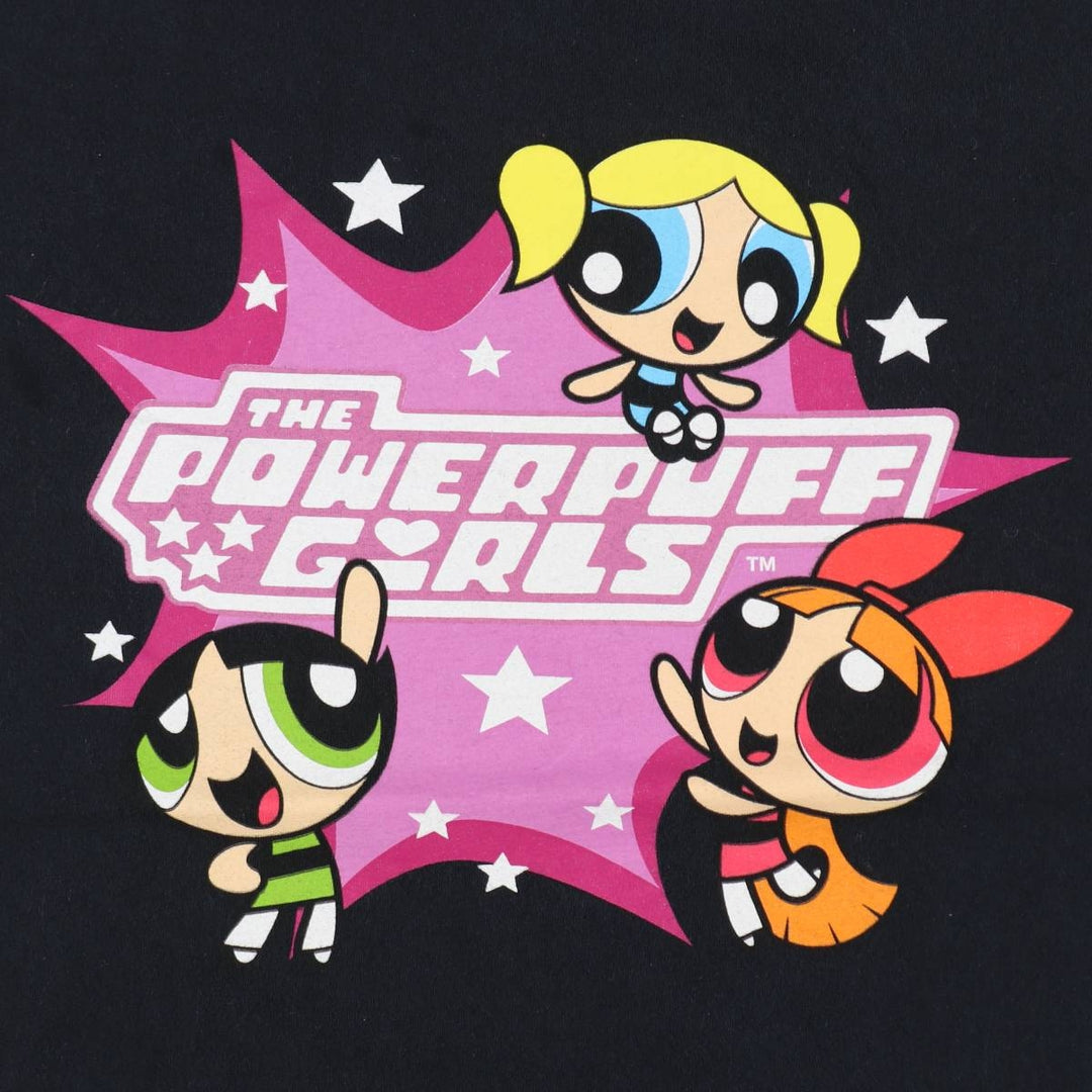 THE POWERPUFF GIRLS Powerpuff Girls Character Print T-Shirt, Men's Size M cotton black type Vintage Second Hand