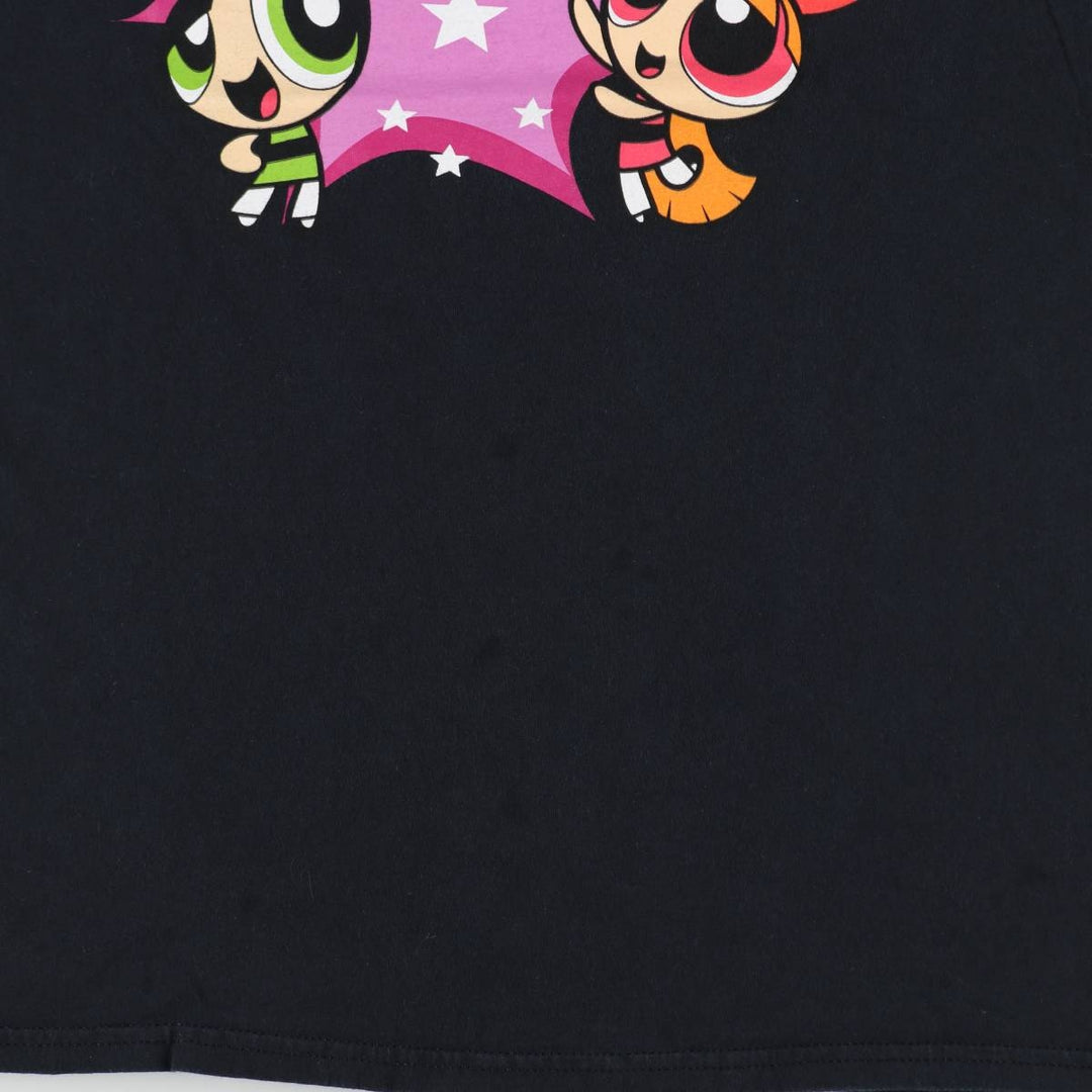 THE POWERPUFF GIRLS Powerpuff Girls Character Print T-Shirt, Men's Size M cotton black type Vintage Second Hand