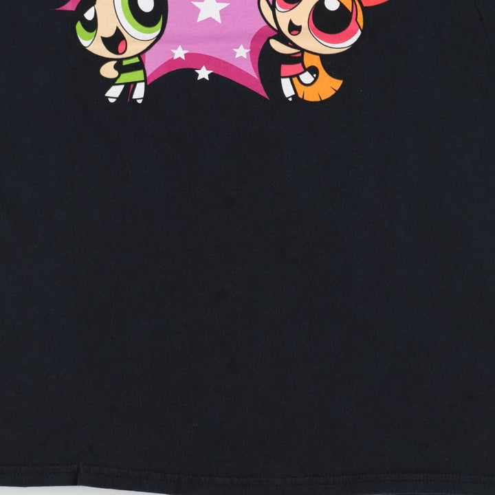 THE POWERPUFF GIRLS Powerpuff Girls Character Print T-Shirt, Men's Size M cotton black type Vintage Second Hand