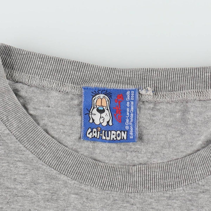 2000'S GAI-LURON Character Print T-Shirt, Men's XL (approx.) unclear black type Vintage Second Hand
