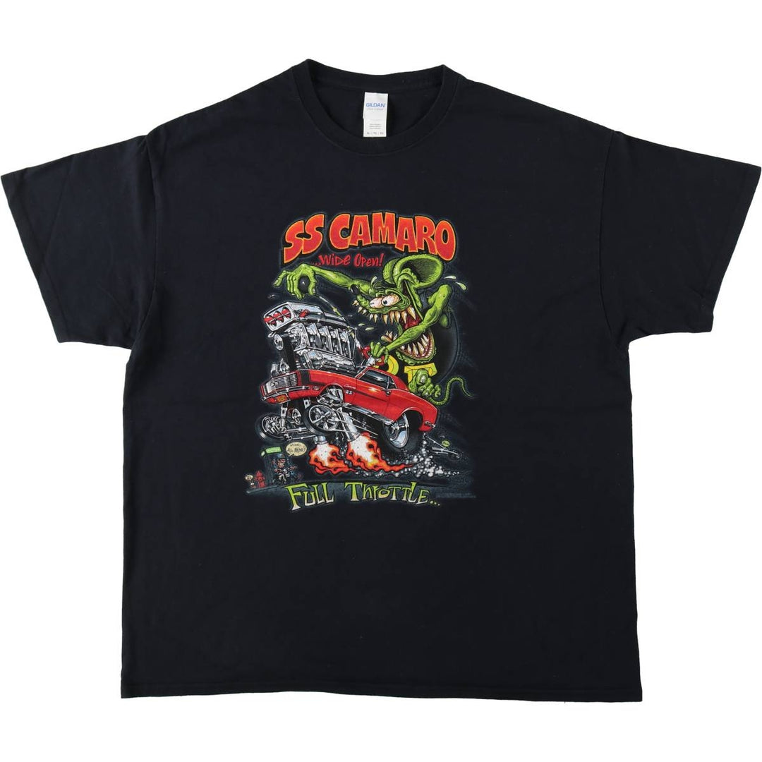 Gildan Rat Fink character print T-shirt, men's size XL (approx.) cotton black type Vintage Second Hand