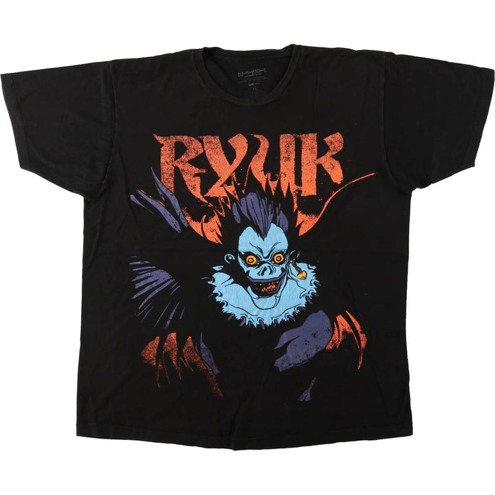 Death Note Ryuk Anime Character Print T-Shirt, Men's XL cotton black type Vintage Second Hand