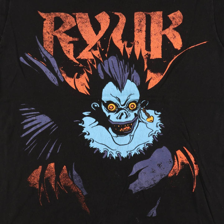 Death Note Ryuk Anime Character Print T-Shirt, Men's XL cotton black type Vintage Second Hand