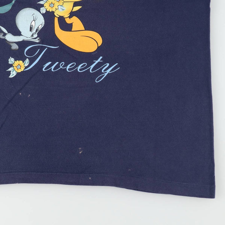 90'S Looney Tunes Tweety character print T-shirt, Made in USA, Men's size L equivalent, Vintage cotton blue type Vintage Second Hand