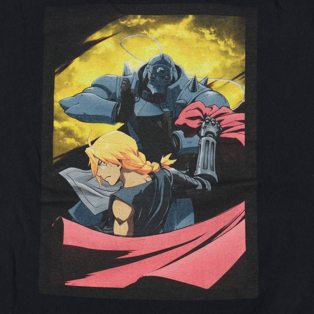Fullmetal Alchemist Edward Elric Alphonse Elric Anime Character Print T-Shirt Men's XL (approx.) cotton black type Vintage Second Hand
