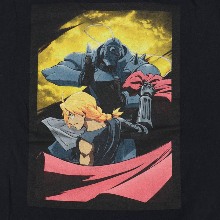 Fullmetal Alchemist Edward Elric Alphonse Elric Anime Character Print T-Shirt Men's XL (approx.) cotton black type Vintage Second Hand