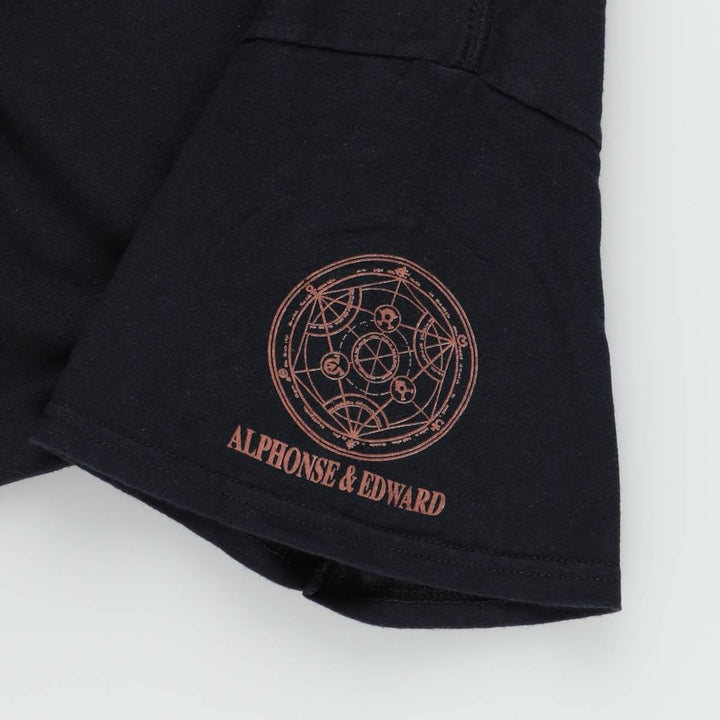 Fullmetal Alchemist Edward Elric Alphonse Elric Anime Character Print T-Shirt Men's XL (approx.) cotton black type Vintage Second Hand