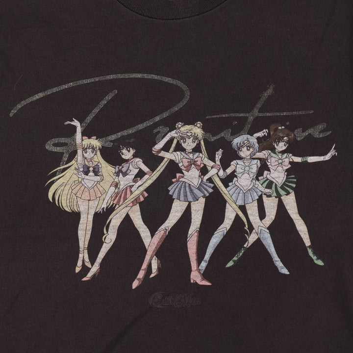 Sailor Moon anime character print T-shirt, men's size M (approx.) cotton black type Vintage Second Hand