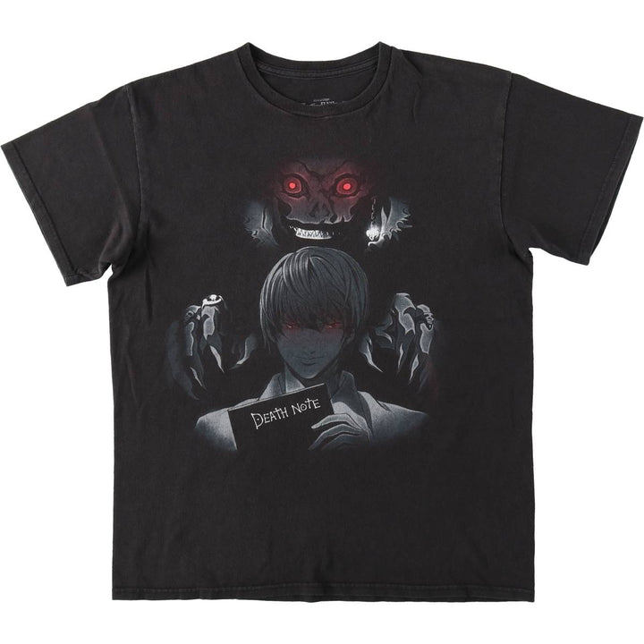 DEATH NOTE Anime Character Print T-Shirt Men's M Size cotton black type Vintage Second Hand