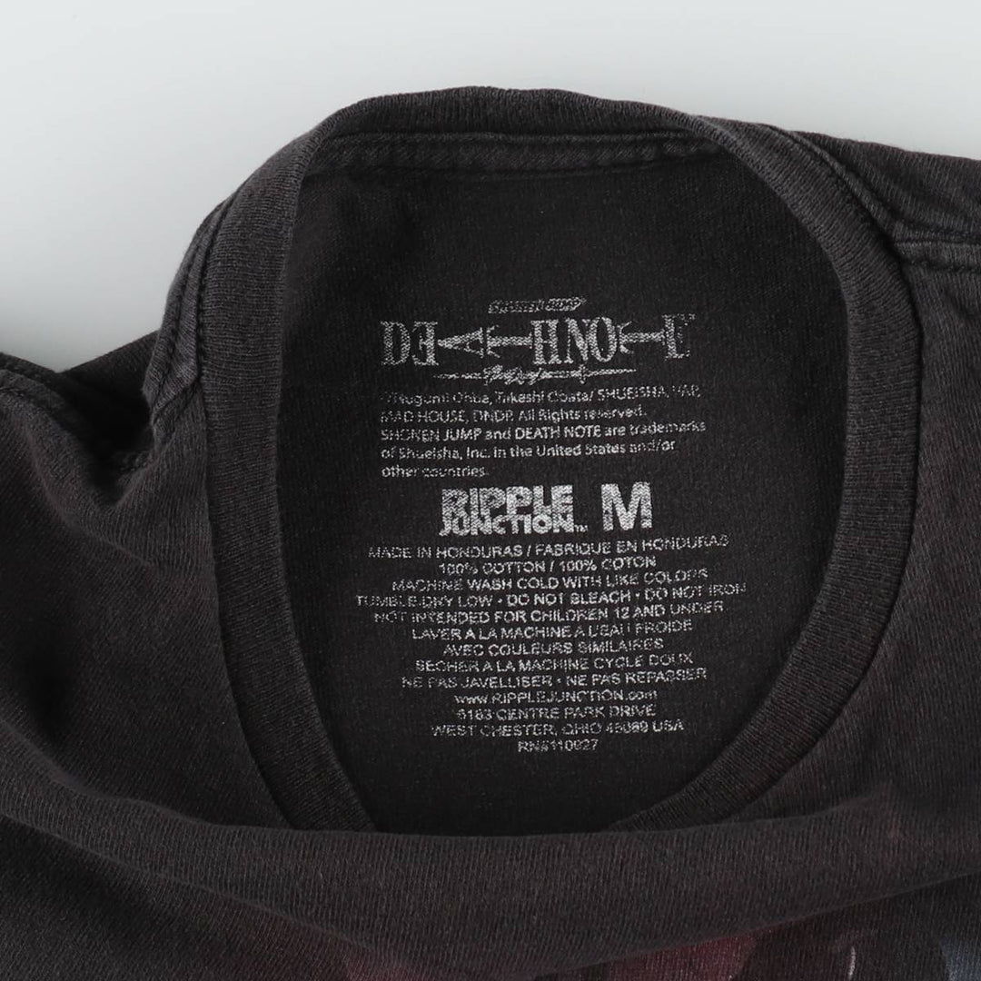 DEATH NOTE Anime Character Print T-Shirt Men's M Size cotton black type Vintage Second Hand