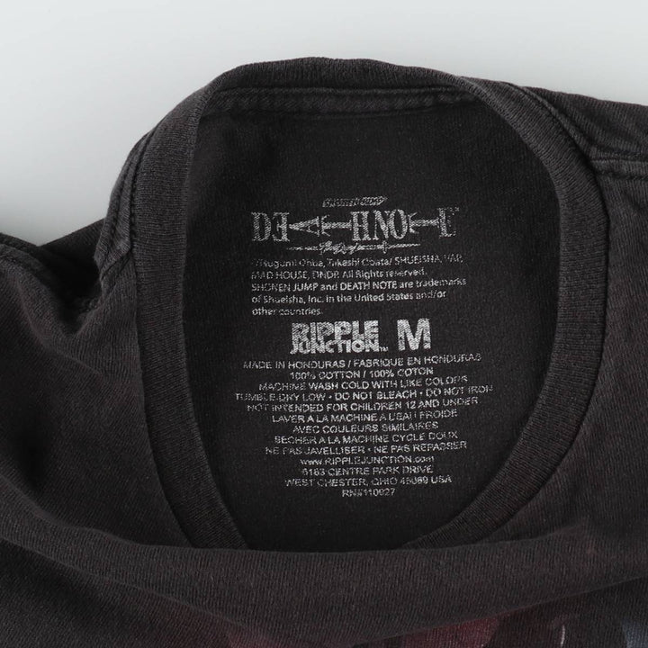 DEATH NOTE Anime Character Print T-Shirt Men's M Size cotton black type Vintage Second Hand
