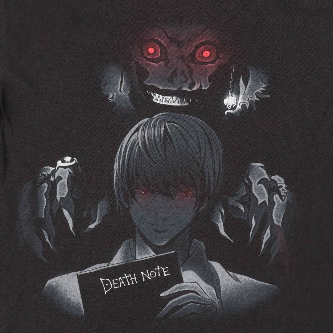 DEATH NOTE Anime Character Print T-Shirt Men's M Size cotton black type Vintage Second Hand