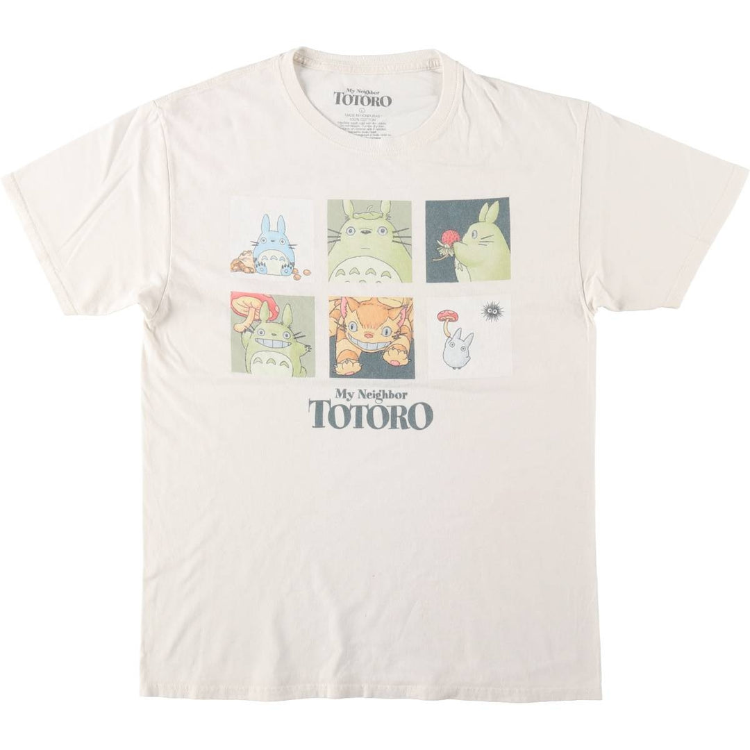 My Neighbor Totoro Anime Character Print T-Shirt (Men's Size L) cotton white type Vintage Second Hand