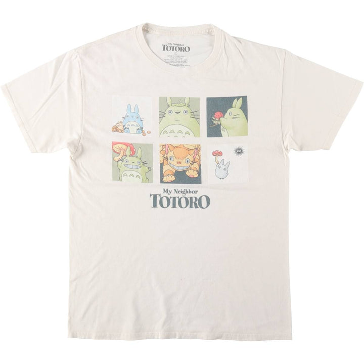 My Neighbor Totoro Anime Character Print T-Shirt (Men's Size L) cotton white type Vintage Second Hand