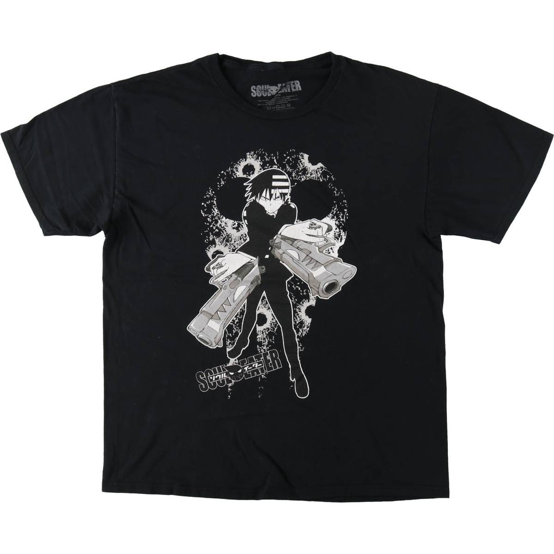 2000'S SOUL EATER anime character print T-shirt, men's size L (approx.) cotton black type Vintage Second Hand
