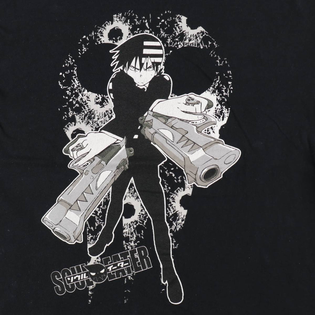 2000'S SOUL EATER anime character print T-shirt, men's size L (approx.) cotton black type Vintage Second Hand