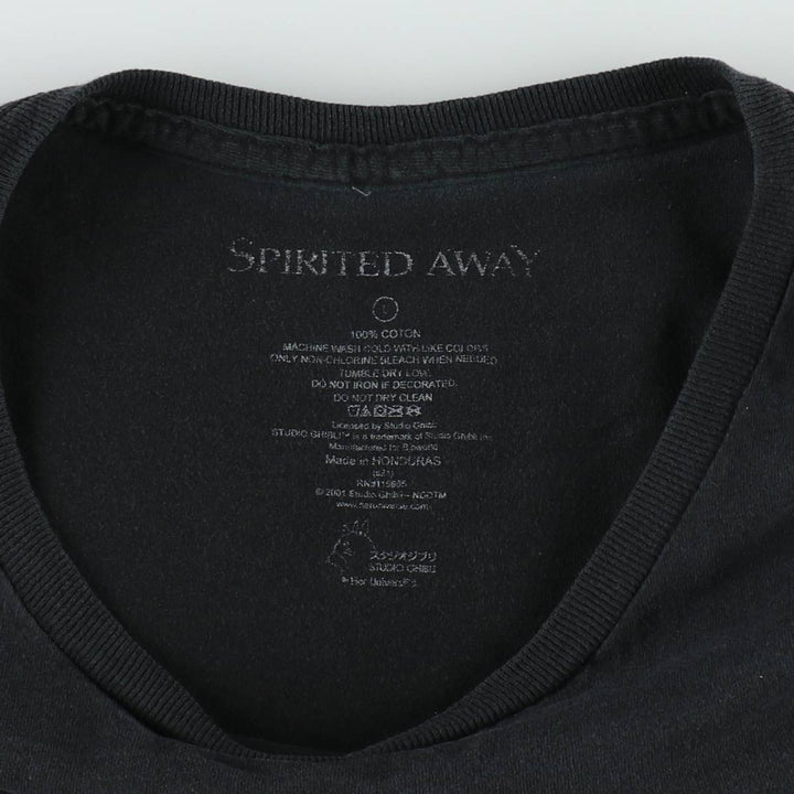 2000'S Spirited Away character print T-shirt, men's size L (approx.) cotton black type Vintage Second Hand