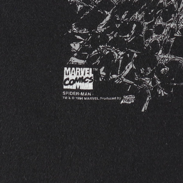 90'S Marvel Fruit of the Loom Spider-Man Character Print T-Shirt, Made in USA, Men's Size L (Equivalent), Vintage cotton black type Vintage Second Hand