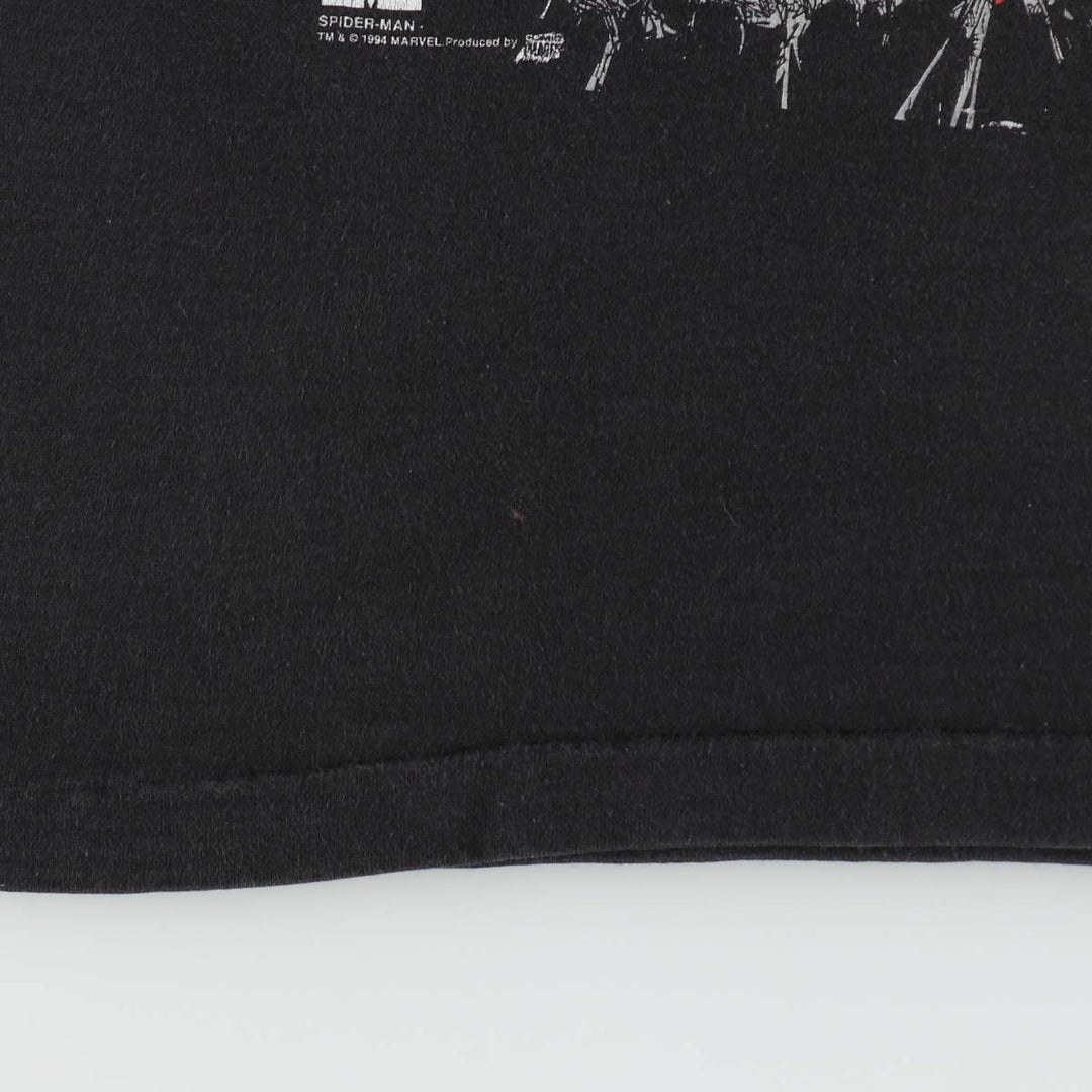 90'S Marvel Fruit of the Loom Spider-Man Character Print T-Shirt, Made in USA, Men's Size L (Equivalent), Vintage cotton black type Vintage Second Hand
