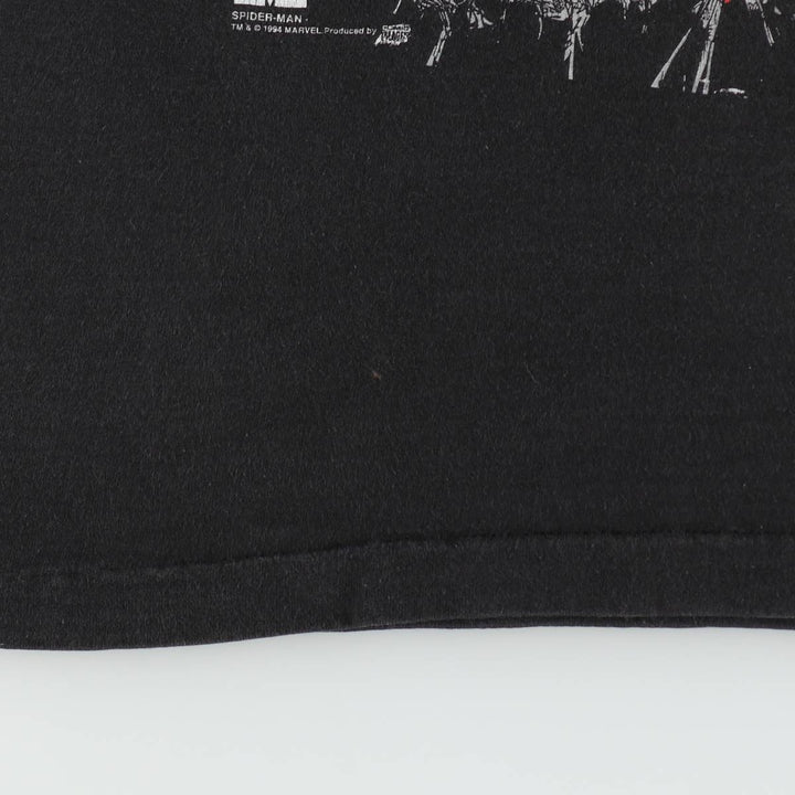 90'S Marvel Fruit of the Loom Spider-Man Character Print T-Shirt, Made in USA, Men's Size L (Equivalent), Vintage cotton black type Vintage Second Hand