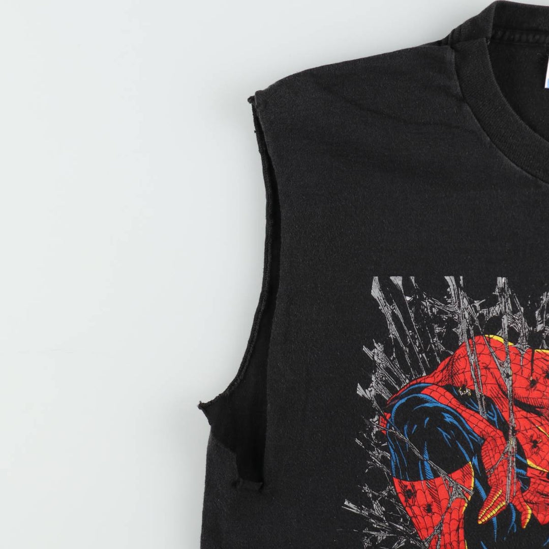 90'S Marvel Fruit of the Loom Spider-Man Character Print T-Shirt, Made in USA, Men's Size L (Equivalent), Vintage cotton black type Vintage Second Hand
