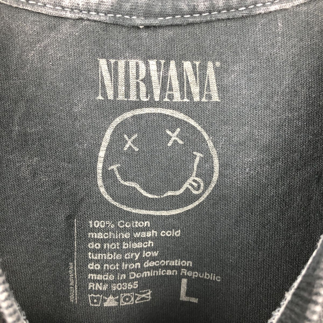 NIRVANA Nirvana Band T-shirt, Band T, Men's L size cotton Charcoal Vintage Second Hand