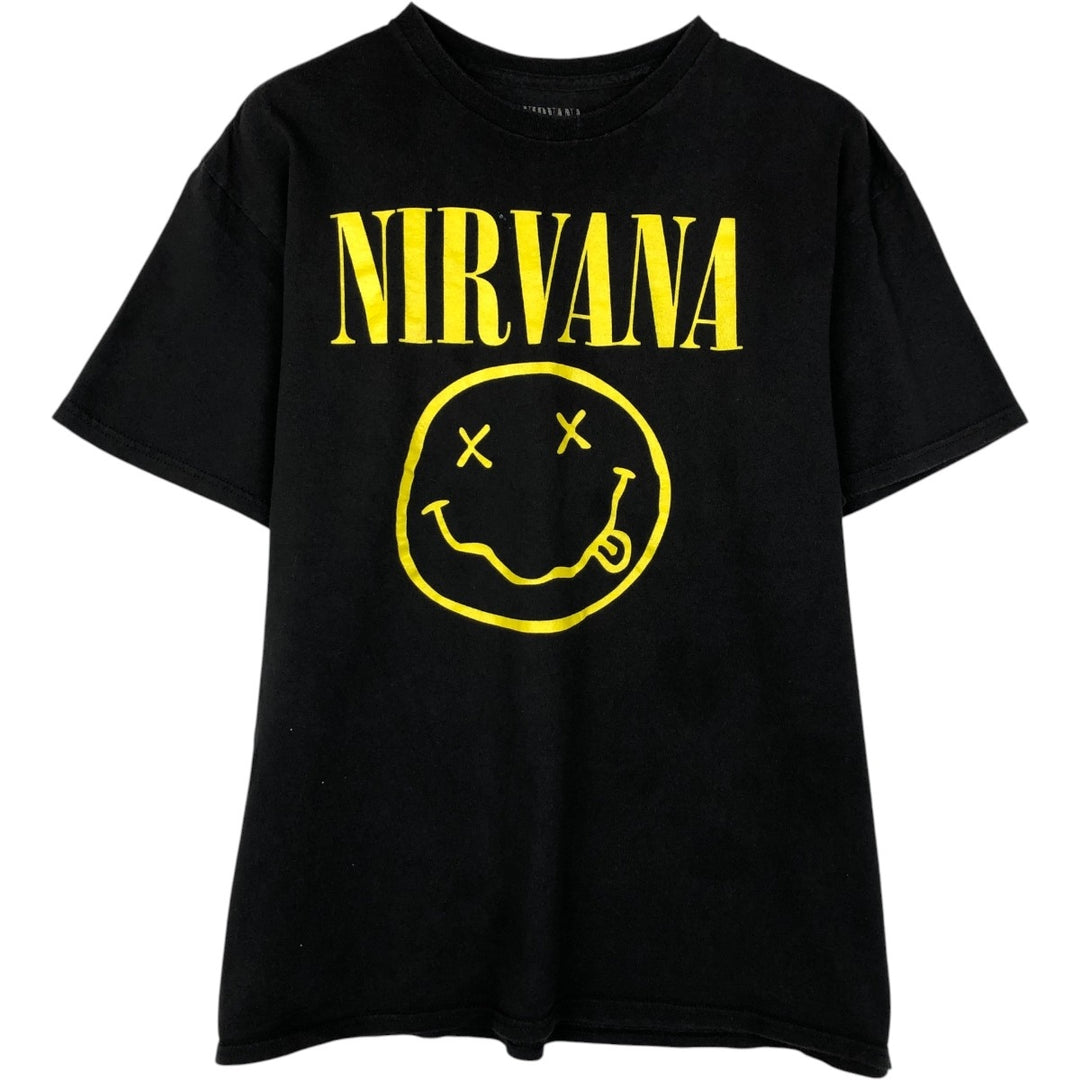 NIRVANA Nirvana Band T-shirt, Band T, Men's L size cotton black type Vintage Second Hand