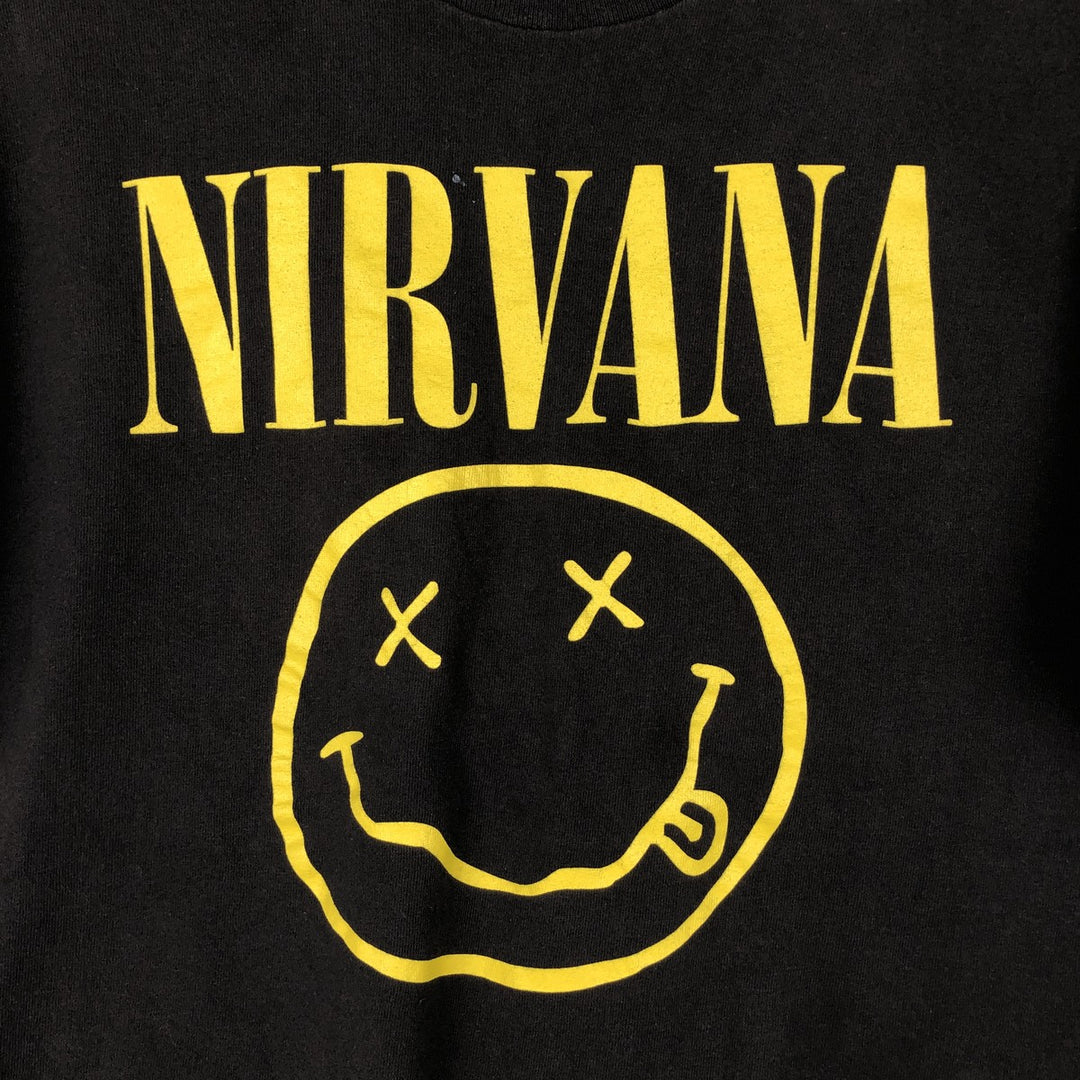 NIRVANA Nirvana Band T-shirt, Band T, Men's L size cotton black type Vintage Second Hand