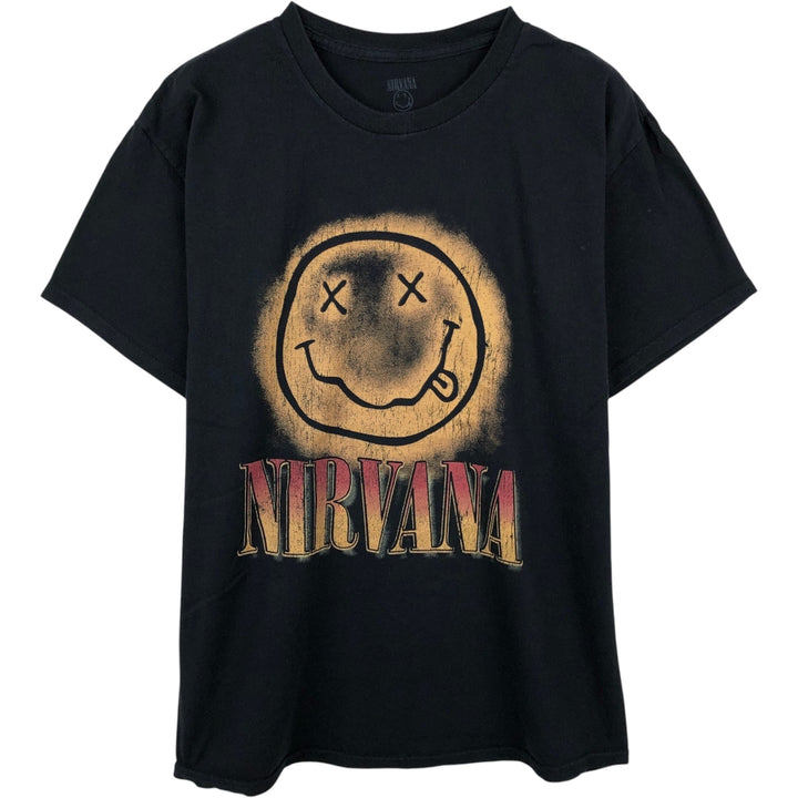 NIRVANA Nirvana Band T-shirt, Band T, Men's L size cotton black type Vintage Second Hand