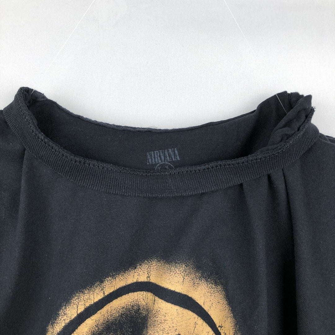 NIRVANA Nirvana Band T-shirt, Band T, Men's L size cotton black type Vintage Second Hand
