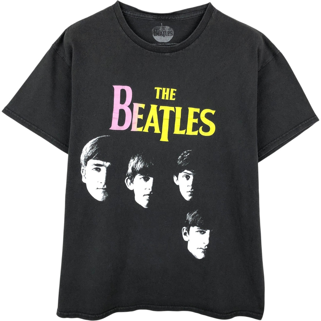 THE BEATLES Band T-shirt, Men's L size cotton black type Vintage Second Hand
