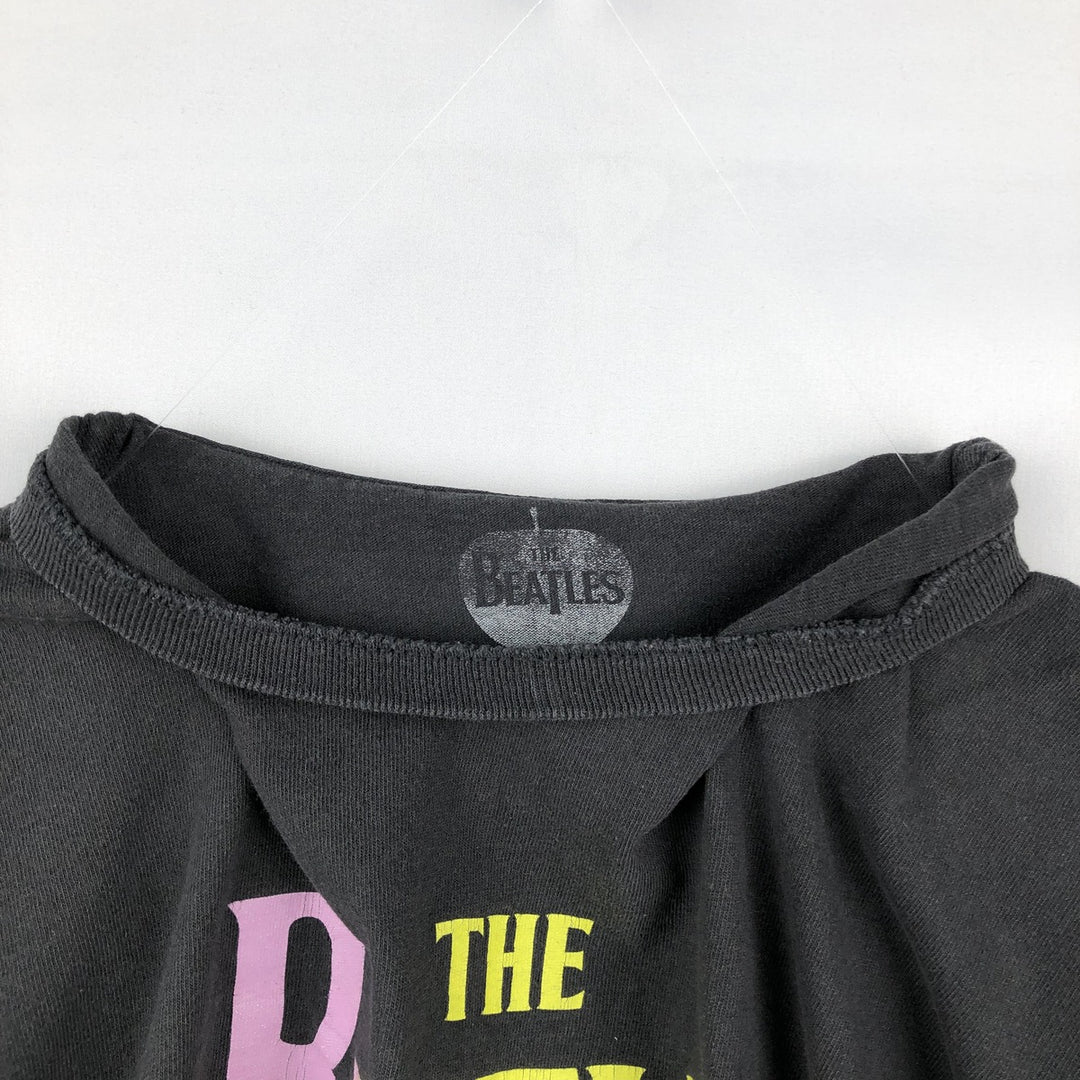 THE BEATLES Band T-shirt, Men's L size cotton black type Vintage Second Hand