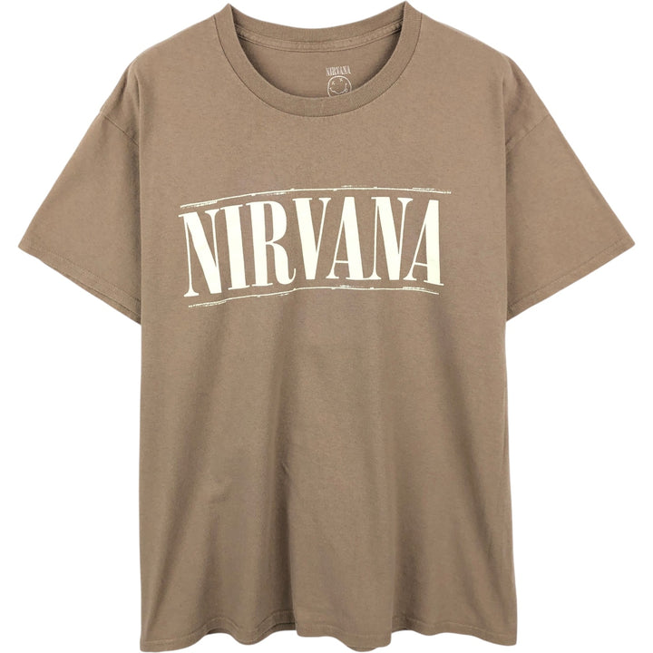NIRVANA Nirvana Band T-shirt, Band T, Men's L size cotton beige type brown Vintage Second Hand