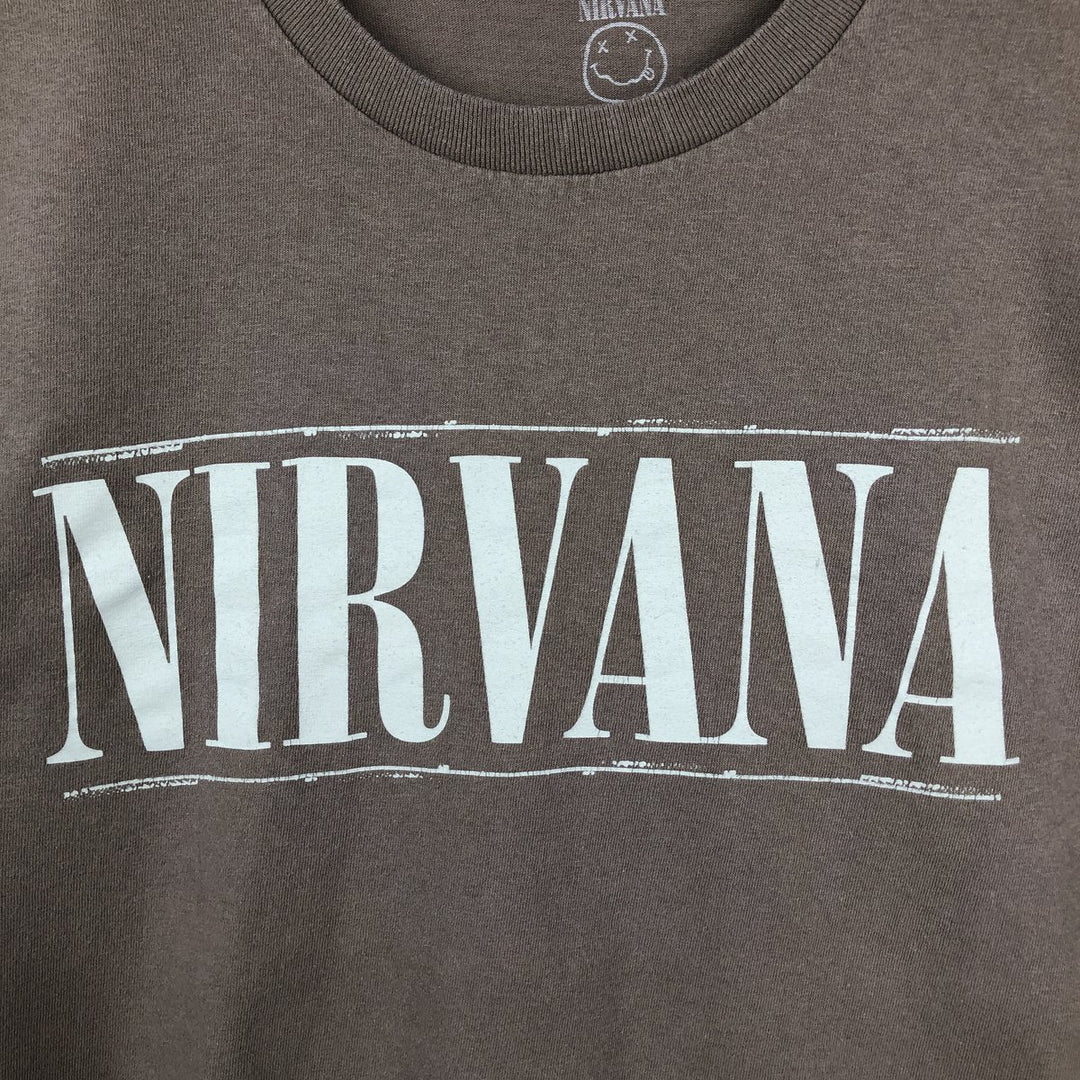 NIRVANA Nirvana Band T-shirt, Band T, Men's L size cotton beige type brown Vintage Second Hand