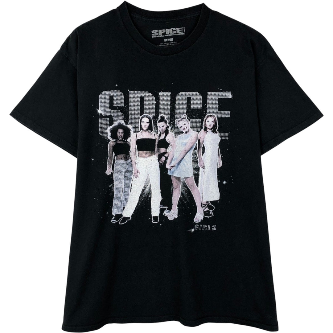 SPICE GIRLS Band T-shirt, Made in the UK, Men's Size L (approx.) cotton black type Vintage Second Hand