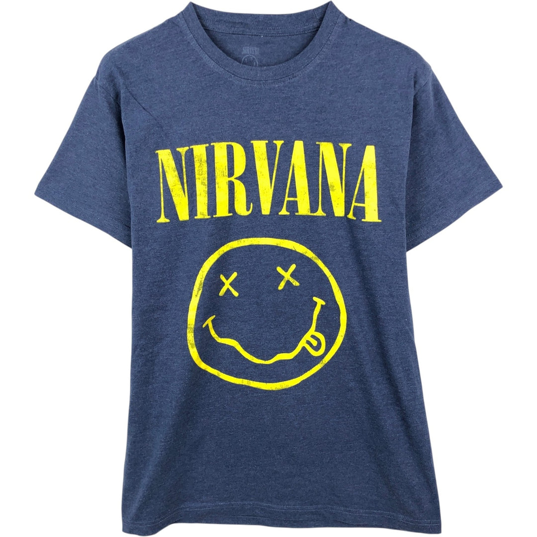 NIRVANA Nirvana Band T-shirt, Band T, Men's M size unclear blue type Vintage Second Hand