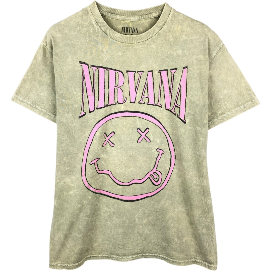 NIRVANA Nirvana Band T-shirt, Band T, Men's M size cotton Beige type Vintage Second Hand