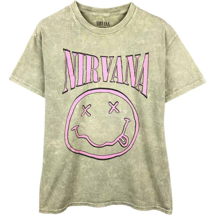 NIRVANA Nirvana Band T-shirt, Band T, Men's M size cotton Beige type Vintage Second Hand