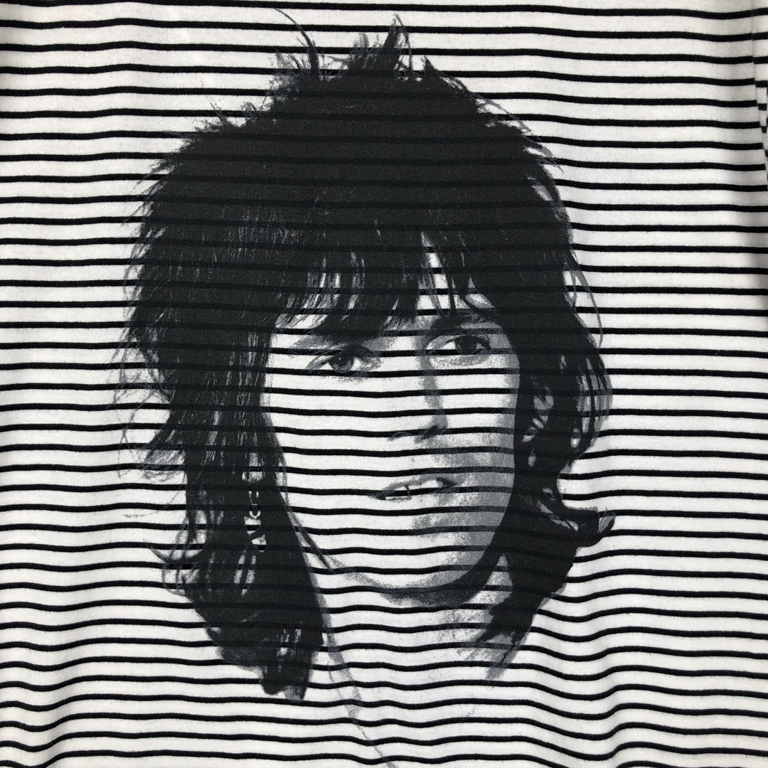 THE ROLLING STONES Border Pattern Band T-Shirt (Men's Size L) cotton white type Vintage Second Hand