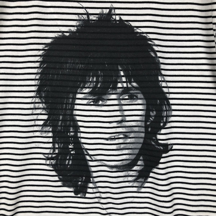 THE ROLLING STONES Border Pattern Band T-Shirt (Men's Size L) cotton white type Vintage Second Hand