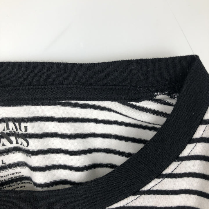 THE ROLLING STONES Border Pattern Band T-Shirt (Men's Size L) cotton white type Vintage Second Hand