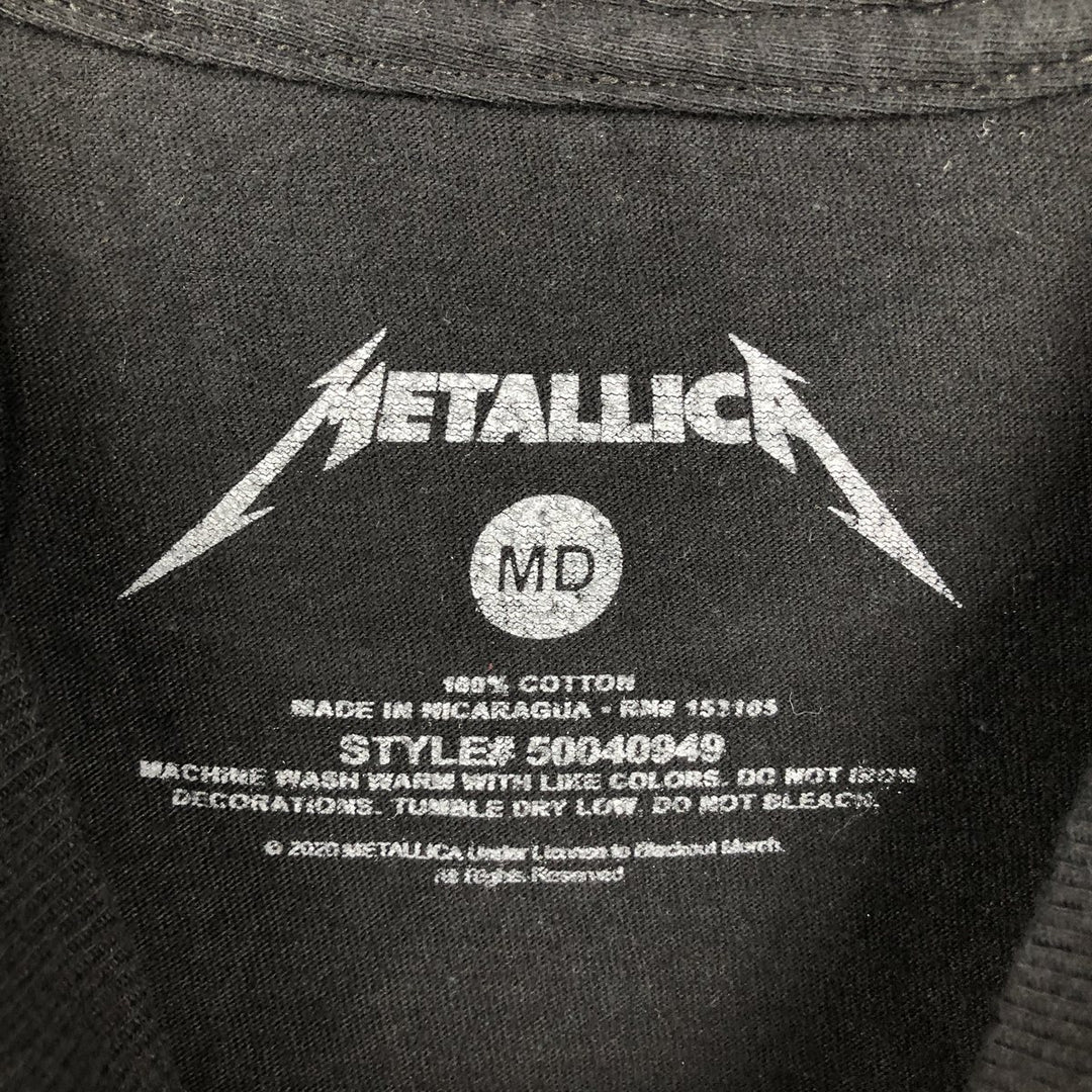 METALLICA Skull Pattern Band T-shirt Band Tee Men's M size cotton black type Vintage Second Hand