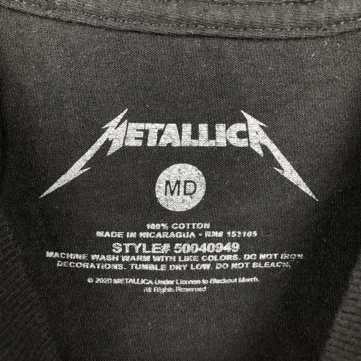 METALLICA Skull Pattern Band T-shirt Band Tee Men's M size cotton black type Vintage Second Hand