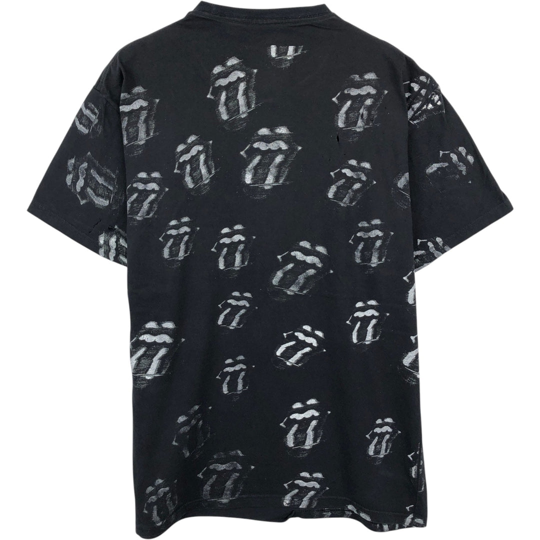 THE ROLLING STONES All-Over Print Band T-Shirt (Men's Size L) cotton black type Vintage Second Hand
