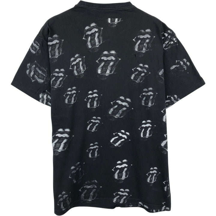 THE ROLLING STONES All-Over Print Band T-Shirt (Men's Size L) cotton black type Vintage Second Hand